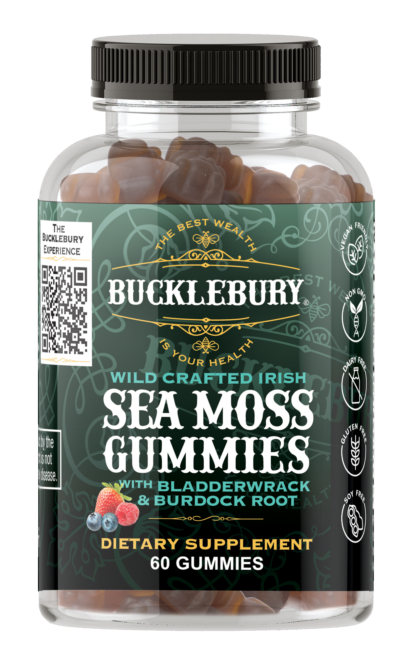 Bucklebury Wildcrafted Irish Sea Moss Gummies 60 Count