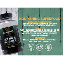 Load image into Gallery viewer, Bucklebury Wildcrafted Irish Sea Moss Gummies 60 Count