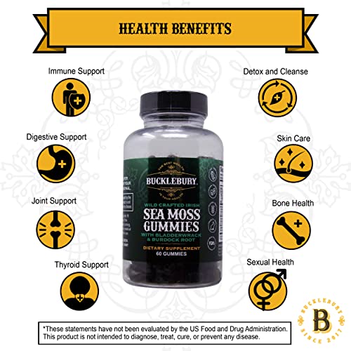 Bucklebury Wildcrafted Irish Sea Moss Gummies 60 Count